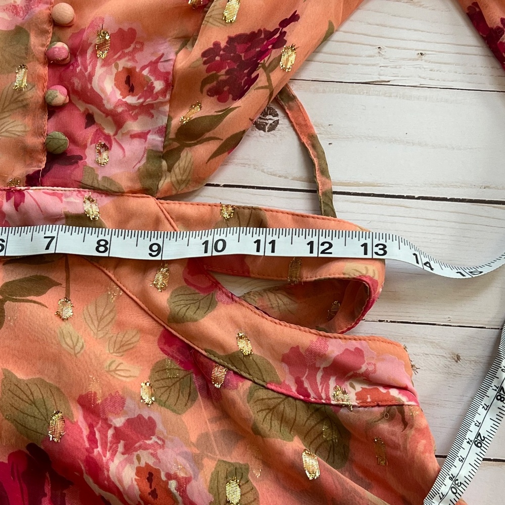 NWT Rahi Florence Print Pink/Peach Floral Cut Out Mini Dress Women's size Medium - Picture 8 of 10